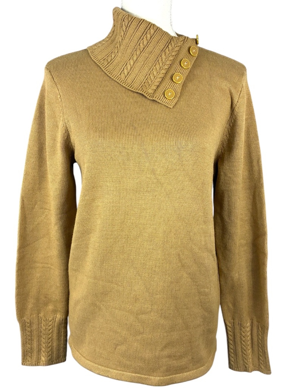 Cable Knit Turtleneck Sweater NEW S Camel Tan Pullover Knit Jumper Caramel